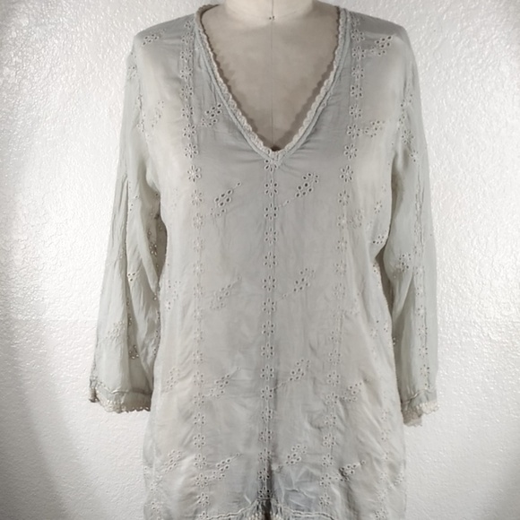 Johnny Was Tops - NWT Johnny Was Eyelet Rayon Blouse Sz M